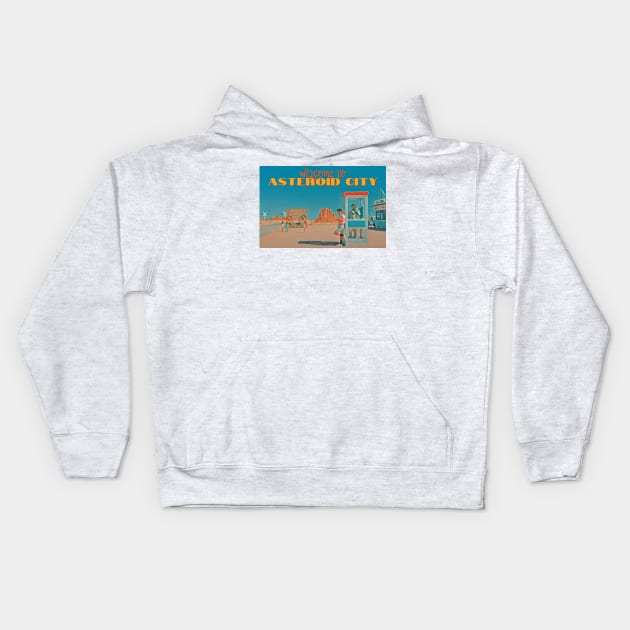 Asteroid City Postcard View Kids Hoodie by Chelsea Seashell